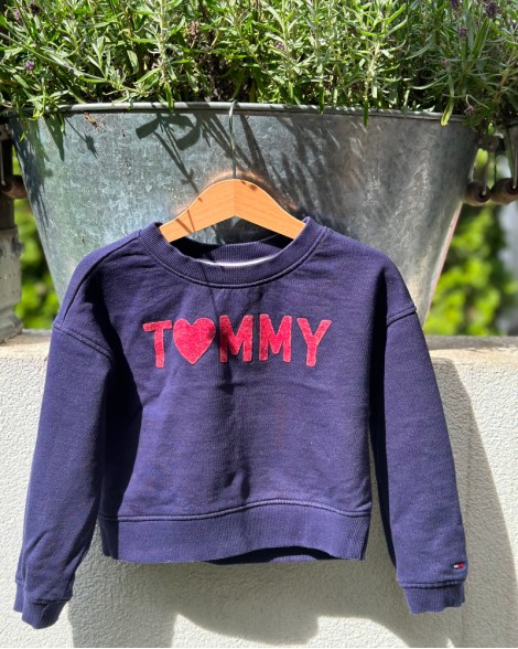 Mikina dětská Tommy Hilfiger modrá s nápisem